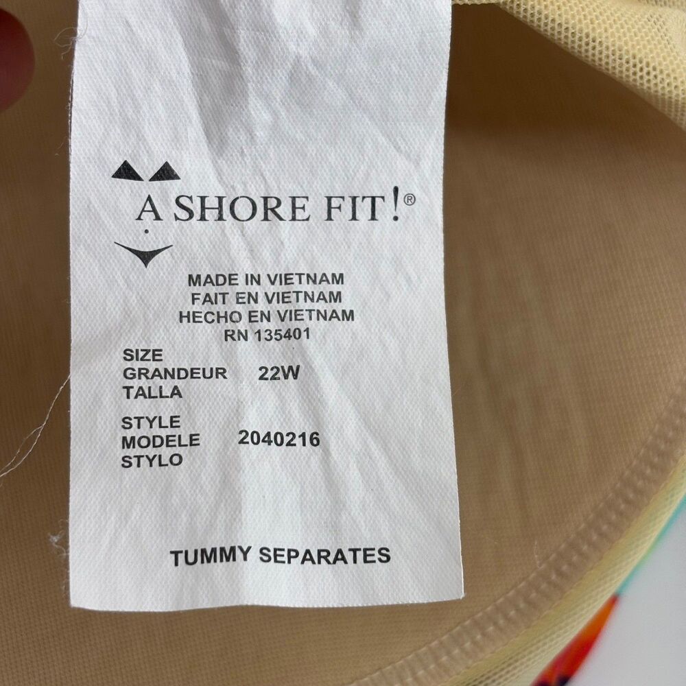 A Shore Fit! Thigh Solutions Swim Dress Top Multi Floral Women 22W Tiered Ruffle - Picture 5 of 8